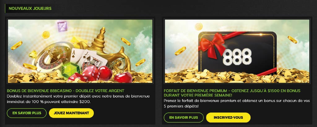 Bonus et promotions au casino 888