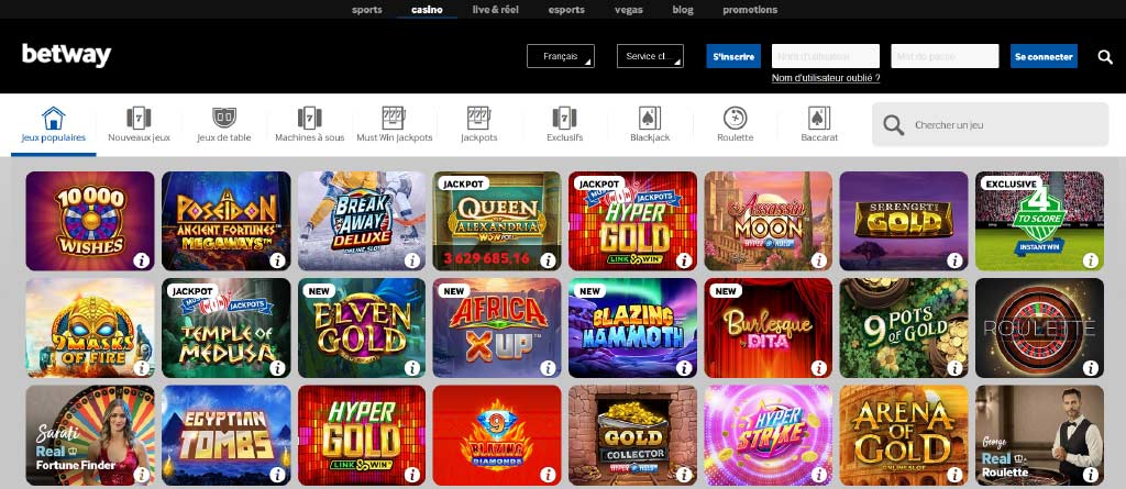 Les meilleures machines à sous des casinos Betway