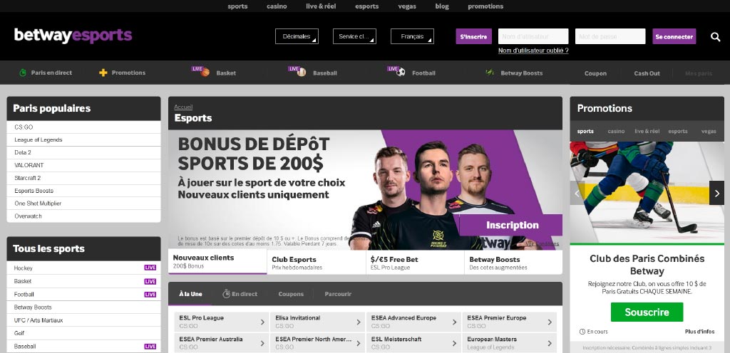 Betway: les paris sportifs