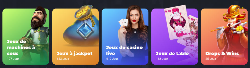 Types de jeux dans le Joo Casino