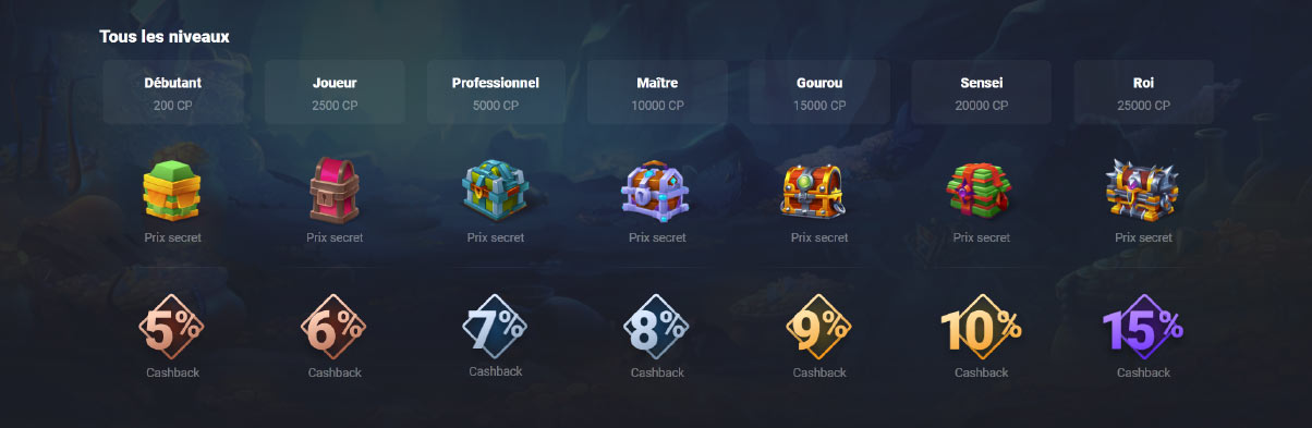 Niveaux de loyauté du programme VIP du Joo Casino