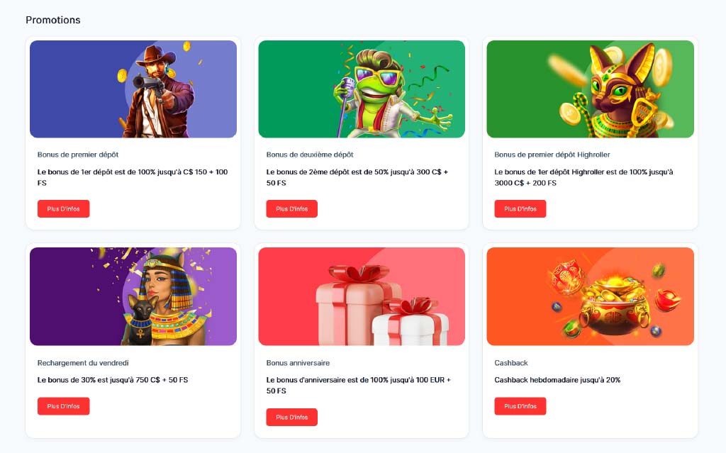 Bonus et promotions de OXI Casino