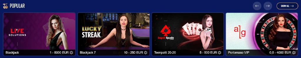 Sapphirebet Live Dealer Casino Games